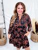 Rust & Black Floral Print A - Line Dress - Whiskey Skies - DEAR SCARLETT