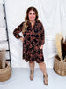 Rust & Black Floral Print A - Line Dress - Whiskey Skies - DEAR SCARLETT