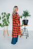 Rust & Black Plaid Long Coat - Whiskey Skies - ANDREE BY UNIT