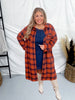 Rust & Black Plaid Long Coat - Whiskey Skies - ANDREE BY UNIT