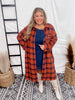 Rust & Black Plaid Long Coat - Whiskey Skies - ANDREE BY UNIT