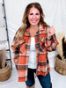 Rust Cozy Plaid Button Down Flannel Shacket - Whiskey Skies - SWEET GENERIS