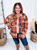 Rust Cozy Plaid Button Down Flannel Shacket - Whiskey Skies - SWEET GENERIS