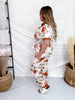 Rust Floral Pajama Set With Short Sleeve Top & Joggers - Whiskey Skies - SHIRLEY & STONE