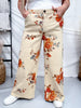 Rust Floral Print High Waist Wide Leg Khaki Pants - Whiskey Skies - EASEL