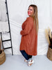 Rust Long Button Front Cardigan - Whiskey Skies - STYLIVE