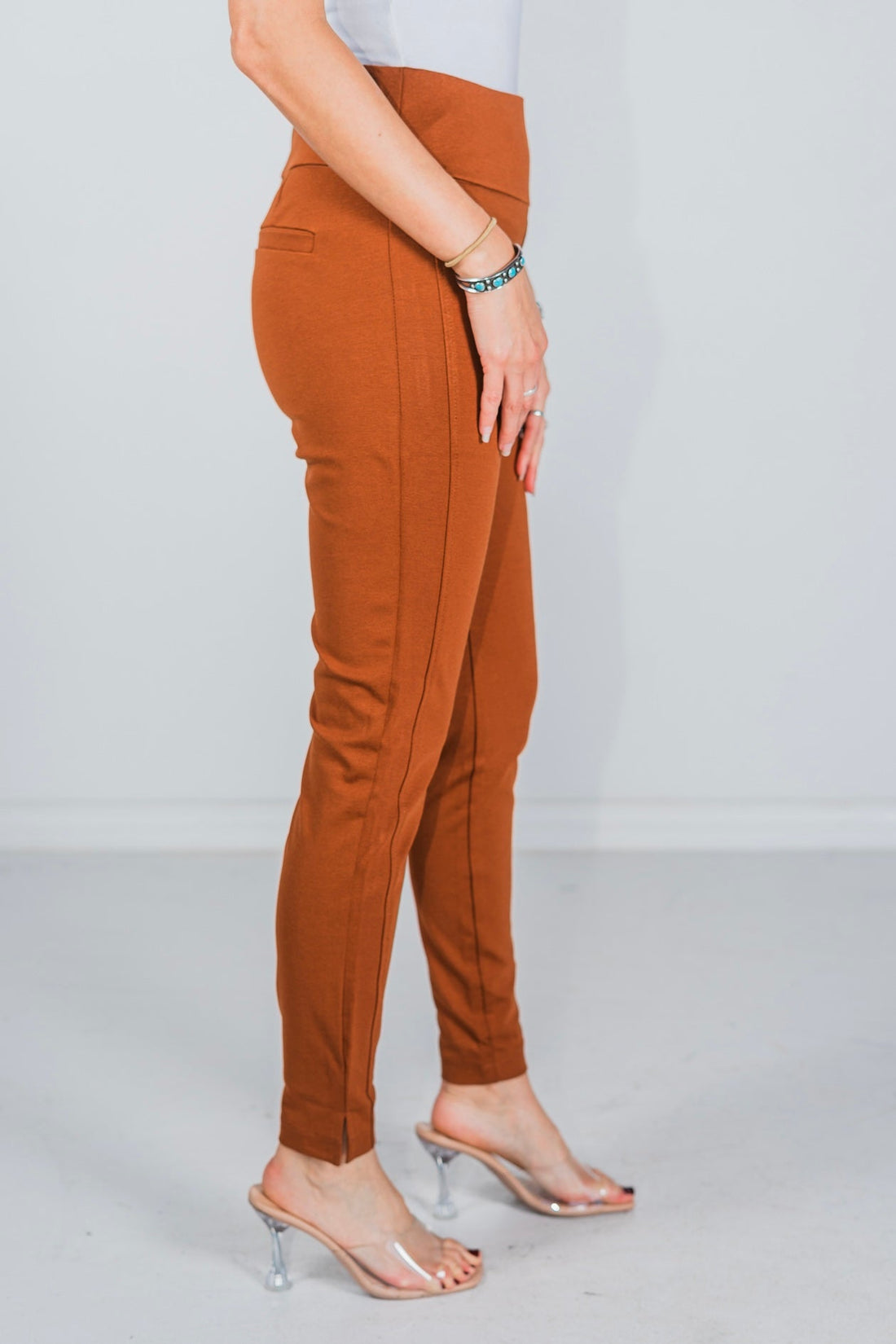 Rust Magic High Waist 28" Inseam Skinny Pants - Whiskey Skies - DEAR SCARLETT