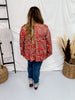 Rust Paisley Print Long Sleeve Babydoll Top - Whiskey Skies - HEIMISH
