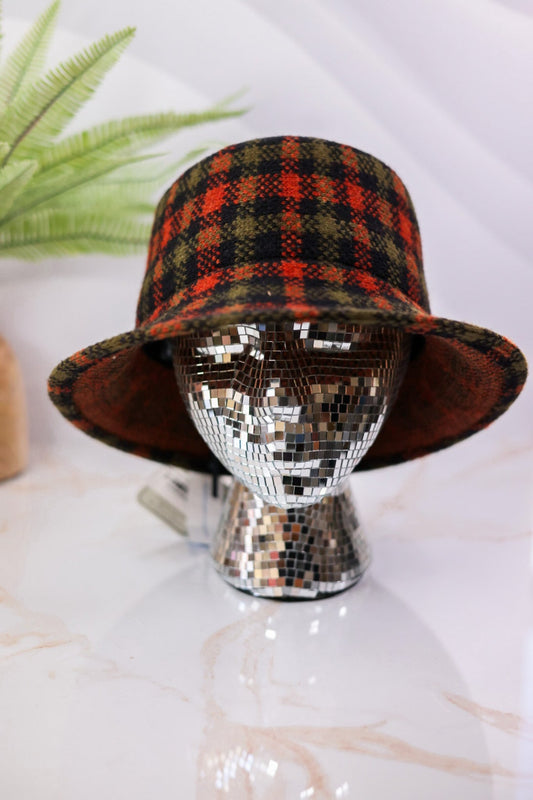 Rust Plaid Checkered Bucket Hat - Whiskey Skies - SAN DIEGO HAT COMPANY