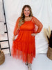 Rust Tiered Maxi Dress with Mesh - Whiskey Skies - GEEGEE