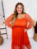 Rust Tiered Maxi Dress with Mesh - Whiskey Skies - GEEGEE