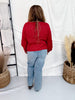 Rustic Red Boatneck Raised Contrast Knit Sweater - Whiskey Skies - COZY CO