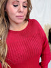 Rustic Red Boatneck Raised Contrast Knit Sweater - Whiskey Skies - COZY CO