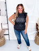 Saddle Pattern Mock Neck Tank Top W/ Ruffle Shoulder Details - Whiskey Skies - 2 FLY CO.