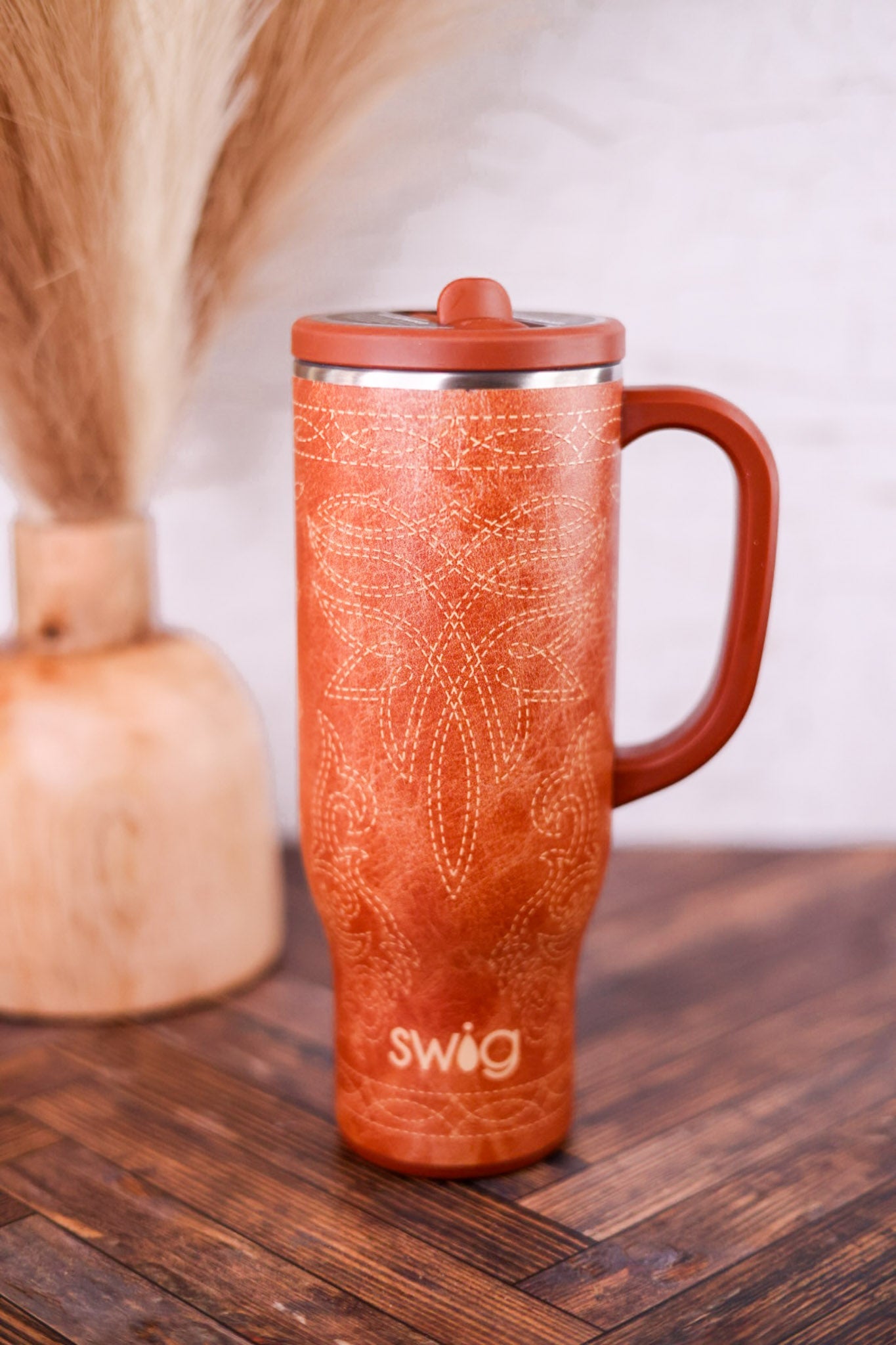 Saddle Stitch Cognac 30oz Mega Mug - Whiskey Skies - SWIG LIFE