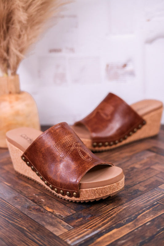 Saddle Up Brown Wedges - Whiskey Skies - CORKYS FOOTWEAR