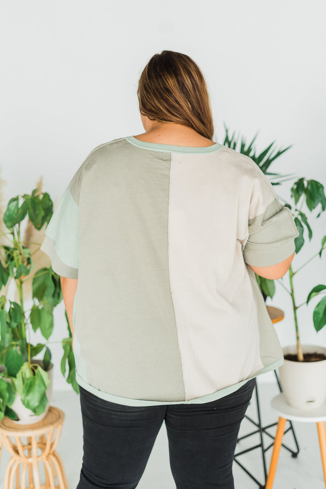 Sage Colorblock Relaxed Fit Top - Whiskey Skies - ANDREE BY UNIT