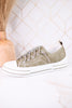 Sage Faux Leather Aman Sneakers With Floral Tooling - Whiskey Skies - VERY G
