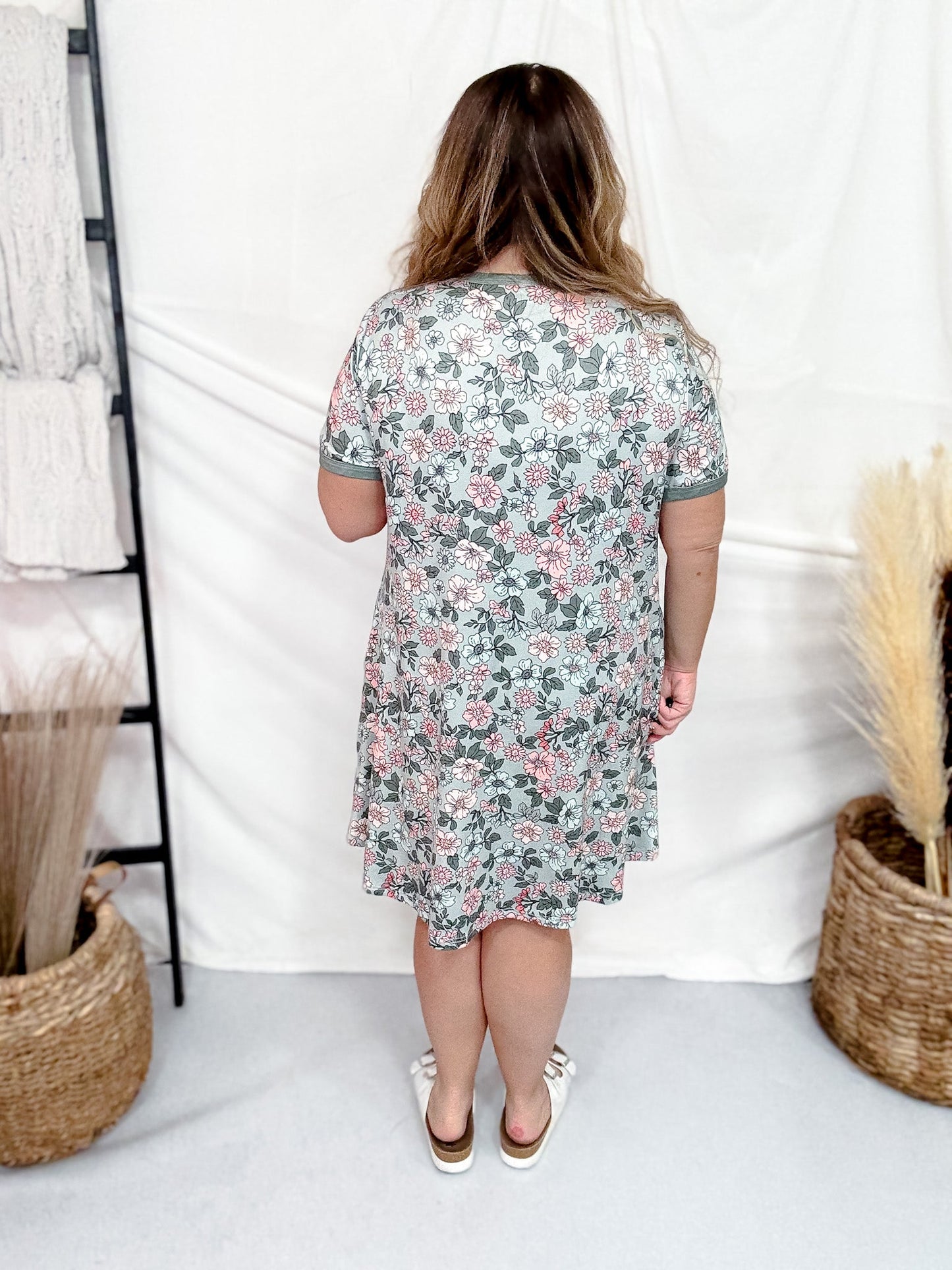 Sage Floral Loungewear Night Dress - Whiskey Skies - SHIRLEY & STONE