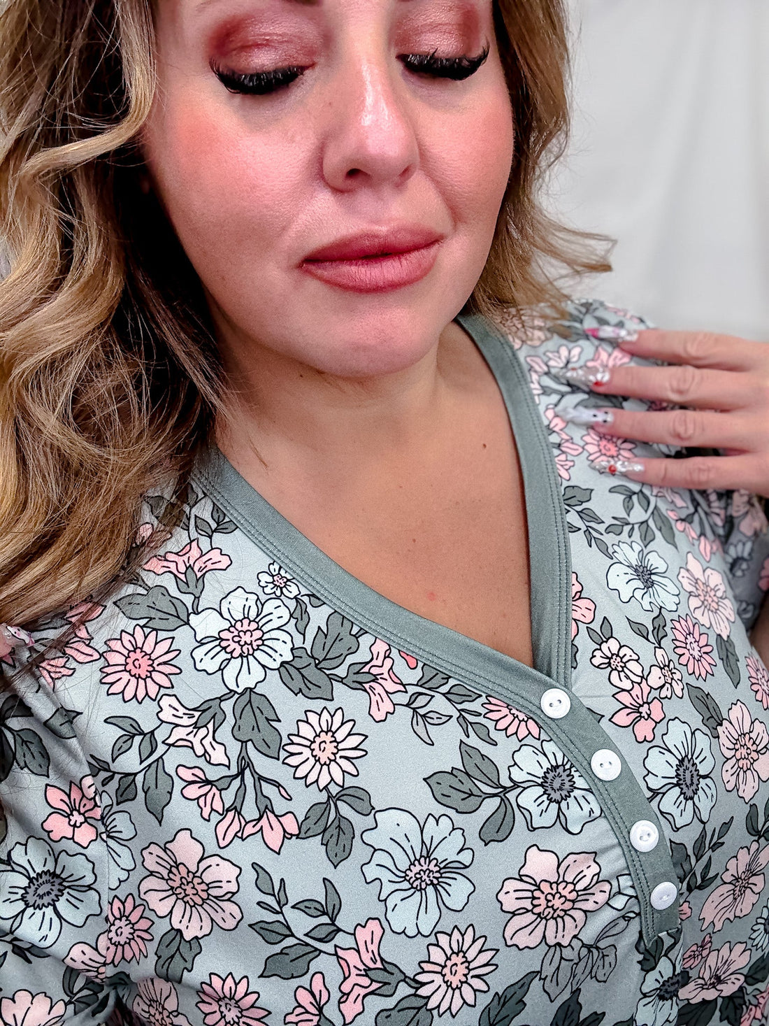 Sage Floral Loungewear Night Dress - Whiskey Skies - SHIRLEY & STONE