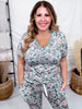 Sage Floral Short Sleeve Top & Joggers Loungewear Set - Whiskey Skies - SHIRLEY & STONE