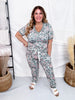 Sage Floral Short Sleeve Top & Joggers Loungewear Set - Whiskey Skies - SHIRLEY & STONE