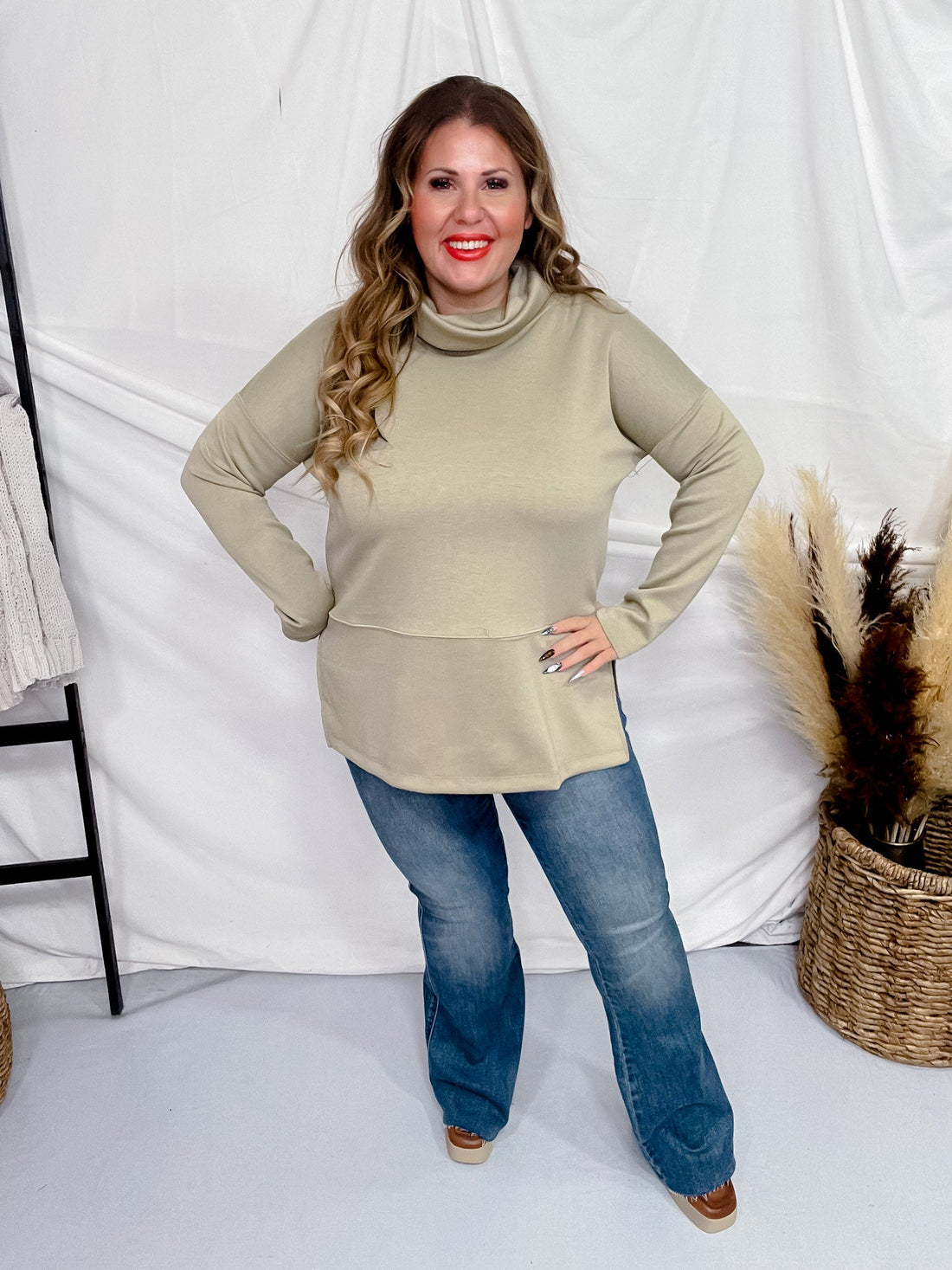 Sage Long Sleeve Modal Tunic Top - Whiskey Skies - DEAR SCARLETT