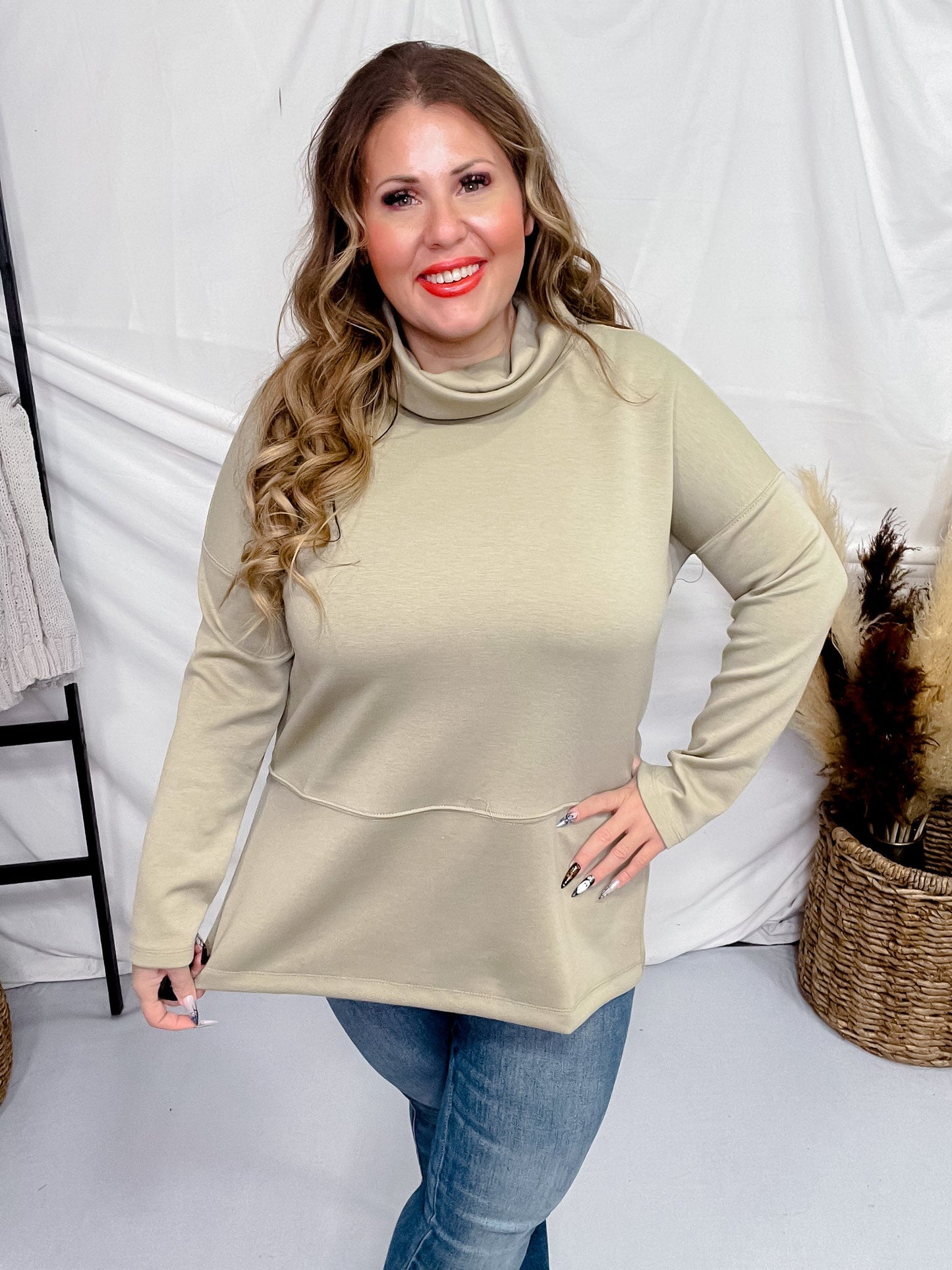 Sage Long Sleeve Modal Tunic Top - Whiskey Skies - DEAR SCARLETT