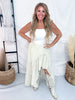Sage Pinstriped Woven Ruffle High-Low Skirt - Whiskey Skies - POLAGRAM + BAEVELY