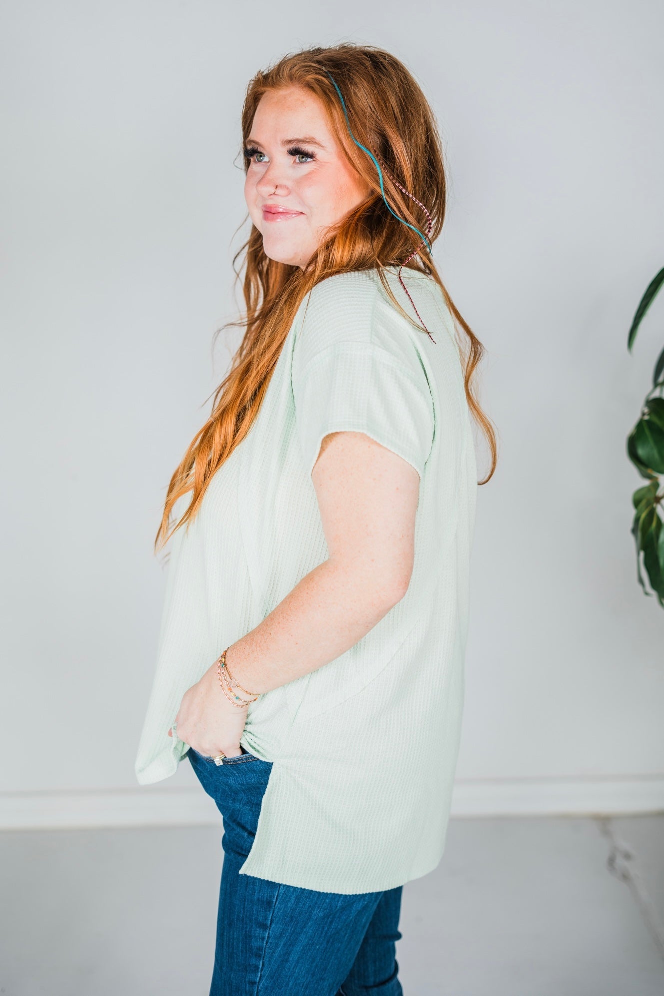 Sage Short Sleeve Hi - Low Tunic Top - Whiskey Skies - ANDREE BY UNIT