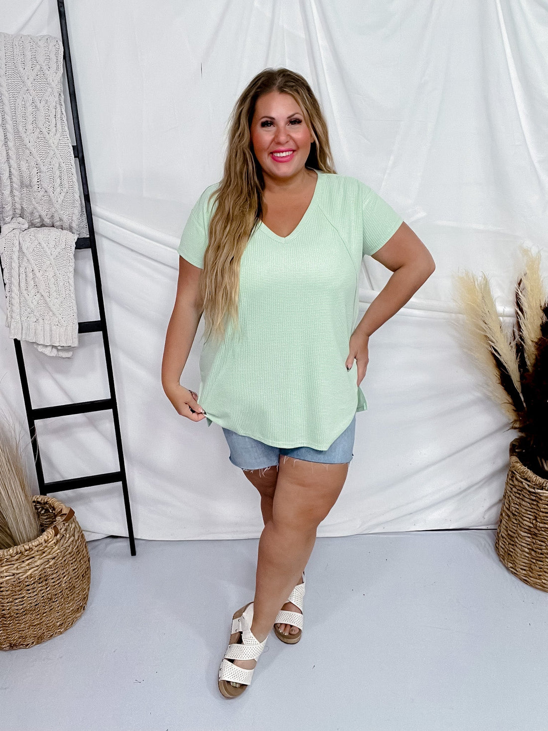 Sage Short Sleeve Hi - Low Tunic Top - Whiskey Skies - ANDREE BY UNIT