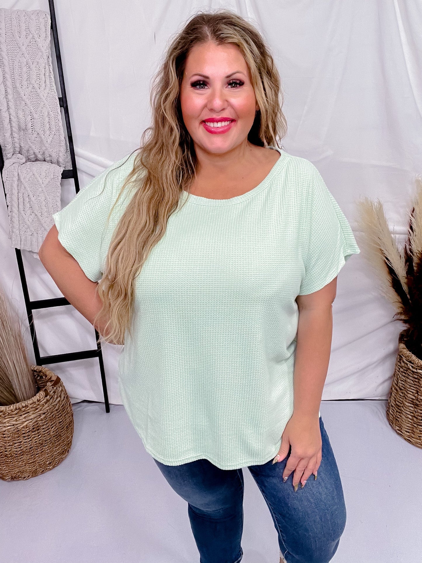 Sage Short Sleeve Waffle Tunic Top - Whiskey Skies - ANDREE BY UNIT