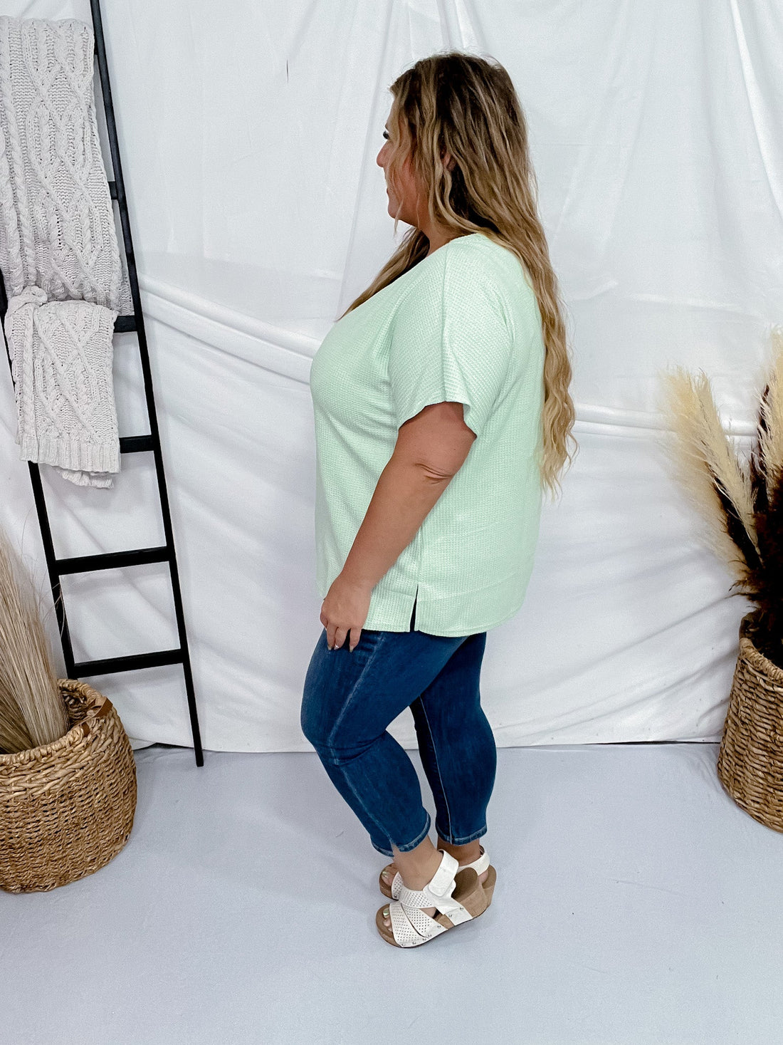 Sage Short Sleeve Waffle Tunic Top - Whiskey Skies - ANDREE BY UNIT