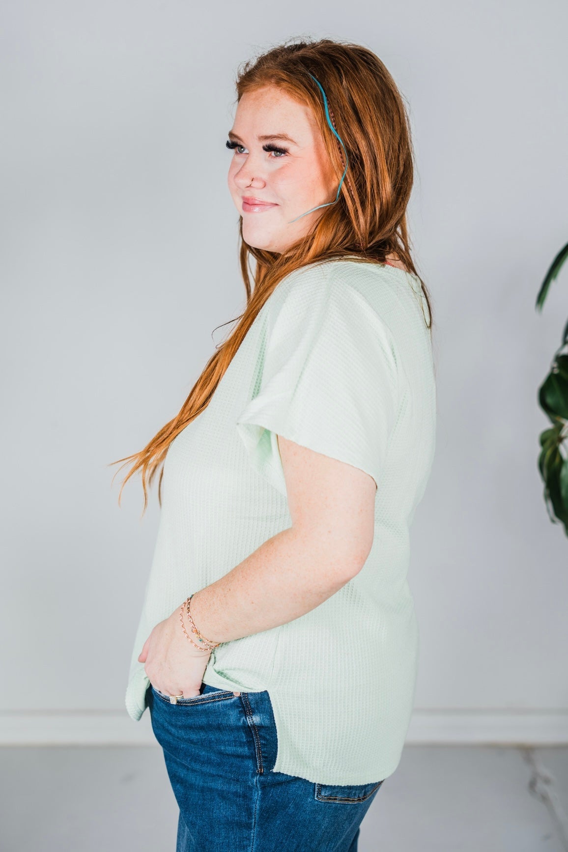 Sage Short Sleeve Waffle Tunic Top - Whiskey Skies - ANDREE BY UNIT