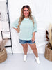 Sage Textured Knit Half Sleeve Sweater - Whiskey Skies - BIBI