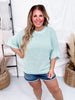 Sage Textured Knit Half Sleeve Sweater - Whiskey Skies - BIBI