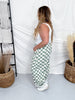 Sage & White Checkered Barrel Leg Pants - Whiskey Skies - ODDI