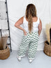 Sage & White Checkered Barrel Leg Pants - Whiskey Skies - ODDI