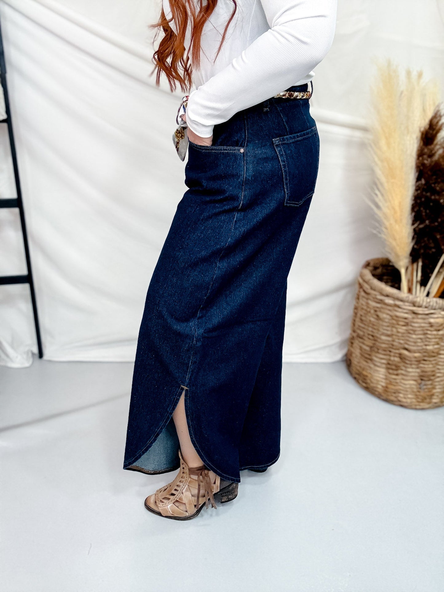 Saige Denim Open Side Barrel Leg Jeans - Whiskey Skies - SAIGE DENIM