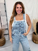 "Saige" Denim Overall's W/ Floral Eyelit Embroidery - Whiskey Skies - SAIGE DENIM