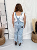 "Saige" Denim Overall's W/ Floral Eyelit Embroidery - Whiskey Skies - SAIGE DENIM