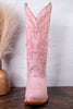 Sally Midi Wide Calf Pink Leather Embroidered Boots - Whiskey Skies - ROCKEM