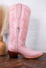Sally Midi Wide Calf Pink Leather Embroidered Boots - Whiskey Skies - ROCKEM