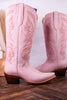 Sally Midi Wide Calf Pink Leather Embroidered Boots - Whiskey Skies - ROCKEM