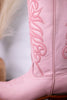 Sally Midi Wide Calf Pink Leather Embroidered Boots - Whiskey Skies - ROCKEM