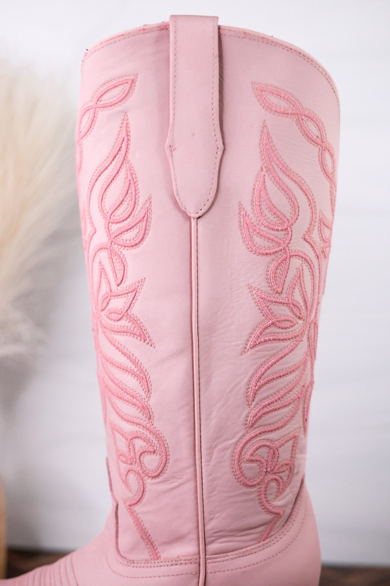 Sally Midi Wide Calf Pink Leather Embroidered Boots - Whiskey Skies - ROCKEM