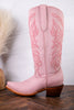 Sally Midi Wide Calf Pink Leather Embroidered Boots - Whiskey Skies - ROCKEM