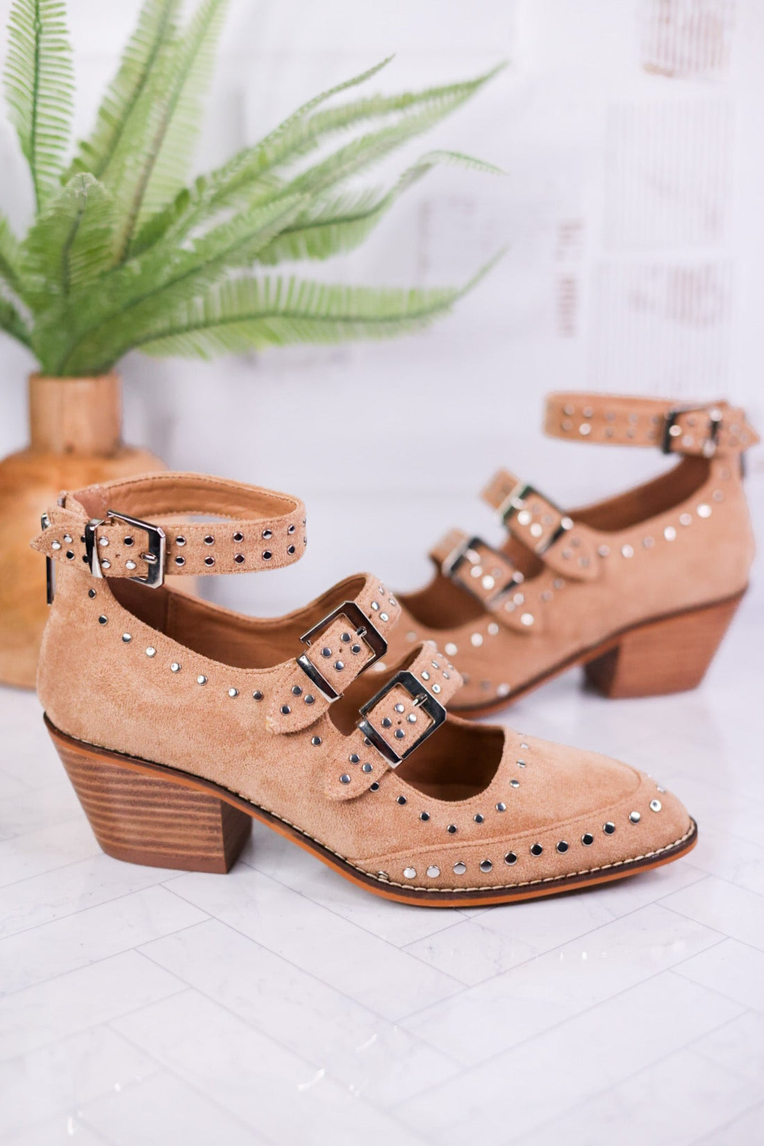 Sand Suede Corky Cackle Adjustable Buckle Shoes - Whiskey Skies - CORKYS FOOTWEAR