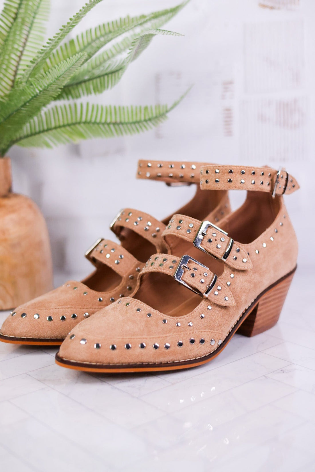 Sand Suede Corky Cackle Adjustable Buckle Shoes - Whiskey Skies - CORKYS FOOTWEAR