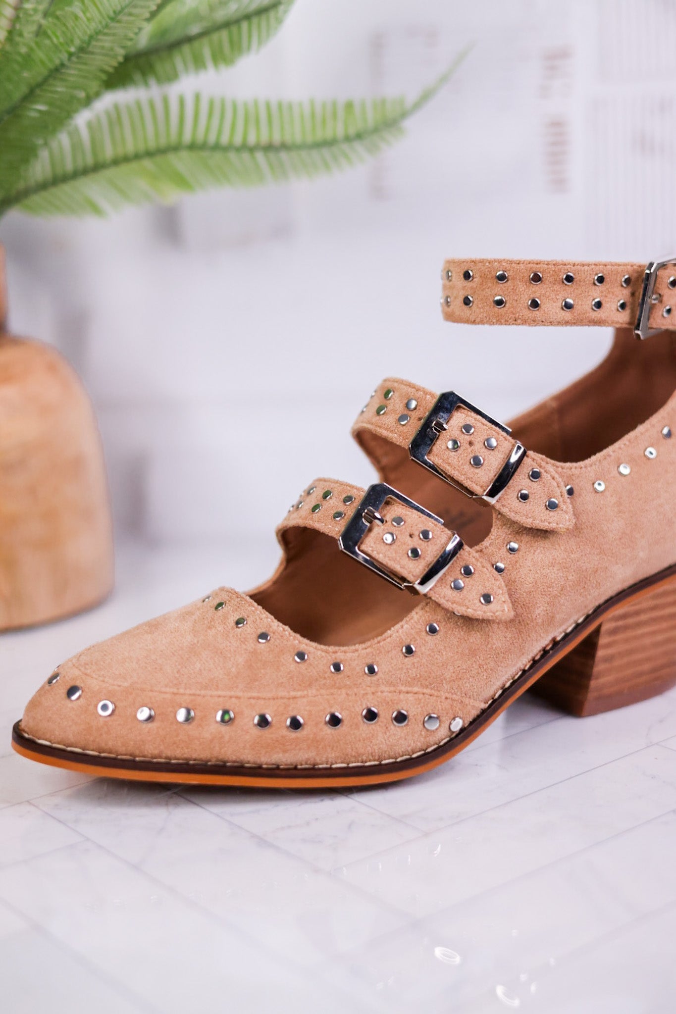 Sand Suede Corky Cackle Adjustable Buckle Shoes - Whiskey Skies - CORKYS FOOTWEAR